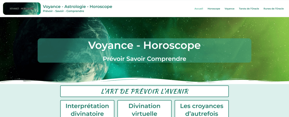 Site internet de Voyance et d'Horoscope en ligne Prêt à l'Emploi en Vente création Cnathalie